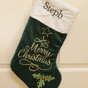 Velvet Embroidered Christmas Stocking- Personalized Steph